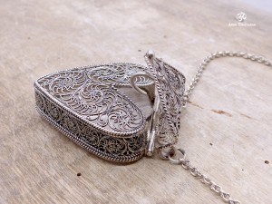 CA11 Collier Tibétain Argent Massif Turquoise Filigranes