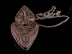 CA11 Collier Tibétain Argent Massif Turquoise Filigranes