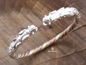 BRA08. Bracelet Dragon 3 Métaux: Argent, Laiton et Cuivre