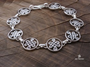 BRA63 Bracelet Tibétain Argent Massif Noeud Sans Fin