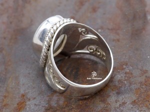 BA50 Bague Tibétaine Argent Massif Pierre de Lune