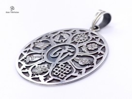 PA09 Pendentif Argent Massif Om Astamangala 