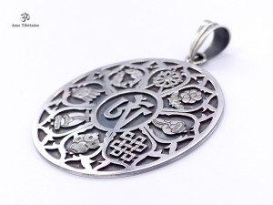 PA09 Pendentif Argent Massif Om Astamangala 