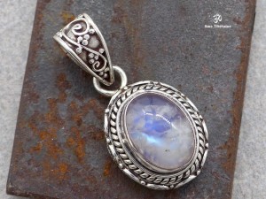 PA429 Pendentif Argent Massif Pierre de Lune