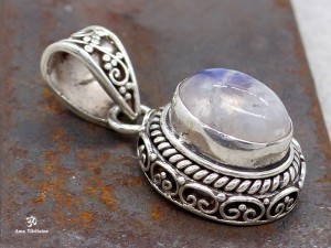 PA429 Pendentif Argent Massif Pierre de Lune