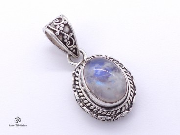 PA429 Pendentif Argent Massif Pierre de Lune