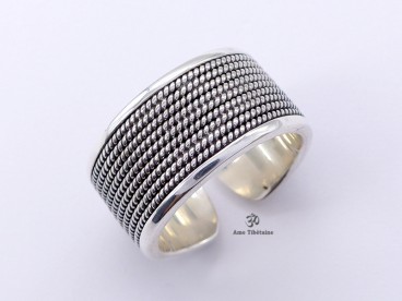 BA302 Bague Tibétaine Argent Massif Réglable