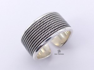 BA302 Bague Tibétaine Argent Massif Réglable