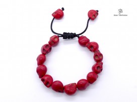 BrMala223 Bracelet Mala Tibétain Crâne Os de Buffle