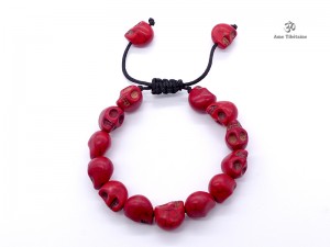 BrMala223 Bracelet Mala Tibétain Crâne Os de Buffle