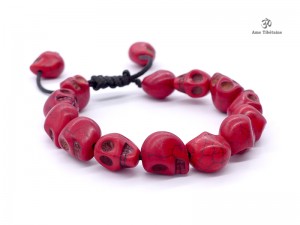 BrMala223 Bracelet Mala Tibétain Crâne Os de Buffle