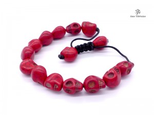 BrMala223 Bracelet Mala Tibétain Crâne Os de Buffle
