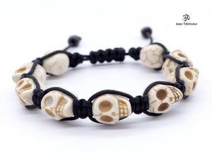 BrMala217 Bracelet Shambhala Crâne Os de Buffle