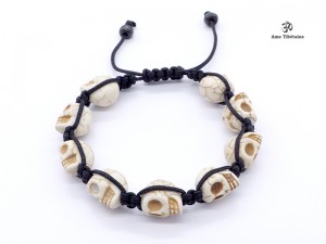 BrMala217 Bracelet Shambhala Crâne Os de Buffle