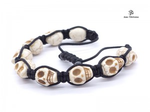 BrMala217 Bracelet Shambhala Crâne Os de Buffle