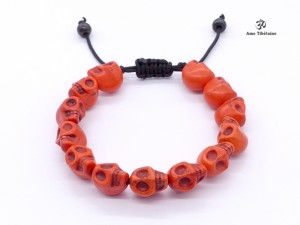 BrMala220 Bracelet Mala Tibétain Crâne Os de Buffle