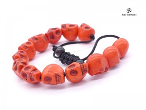 BrMala220 Bracelet Mala Tibétain Crâne Os de Buffle