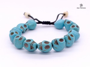 BrMala221 Bracelet Mala Tibétain Crâne Os de Buffle