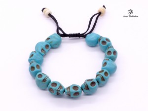 BrMala221 Bracelet Mala Tibétain Crâne Os de Buffle
