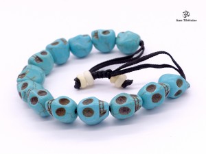 BrMala221 Bracelet Mala Tibétain Crâne Os de Buffle