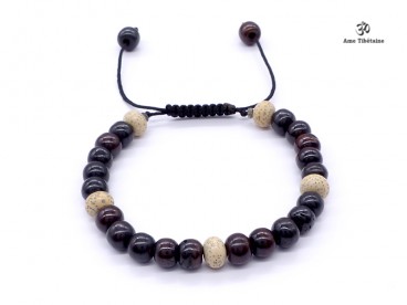 BrMala267 Bracelet Mala Os de Buffle Graines de Lotus