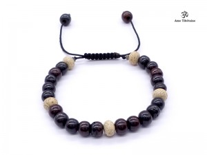 BrMala267 Bracelet Mala Os de Buffle Graines de Lotus