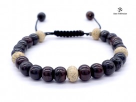 BrMala267 Bracelet Mala Os de Buffle Graines de Lotus