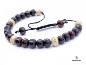 BrMala267 Bracelet Mala Os de Buffle Graines de Lotus