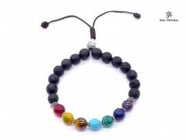 BrMala304 Bracelet Mala 7 Chakras Pierre de Lave