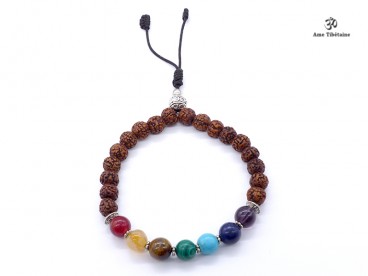 BrMala305 Bracelet Mala 7 Chakras Bois de Rose