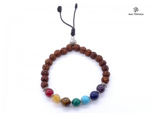 BrMala306 Bracelet Mala 7 Chakras Rudraksha