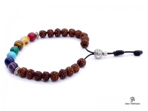 BrMala305 Bracelet Mala 7 Chakras Bois de Rose