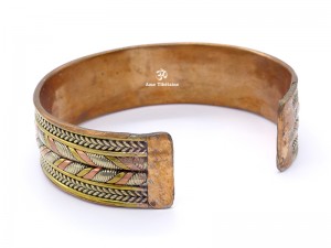 BRD191 Bracelet Tibétain Métal Argenté Cuivre Laiton