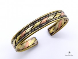 BRD266 Bracelet Tibétain Métal Argenté Cuivre Laiton