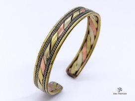 BRD266 Bracelet Tibétain Métal Argenté Cuivre Laiton