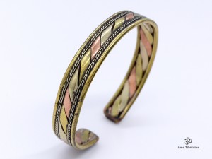 BRD266 Bracelet Tibétain Métal Argenté Cuivre Laiton