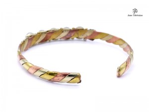 BRD344 Bracelet Tibétain Métal Argenté Cuivre Laiton