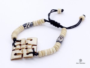 BRD88 Bracelet Tibétain Os de Buffle Noeud Sans Fin