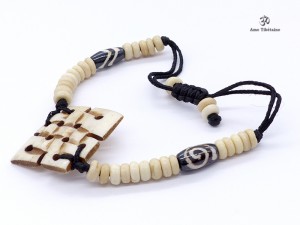 BRD88 Bracelet Tibétain Os de Buffle Noeud Sans Fin