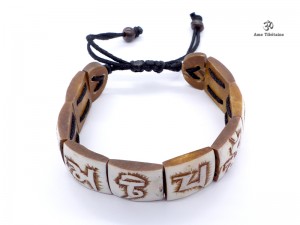 BRD204 Bracelet Tibétain Os de Buffle Mantra