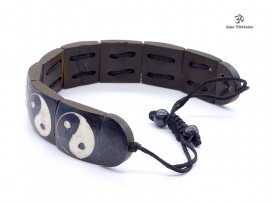 BRD207 Bracelet Tibétain Os de Buffle Yin Yang