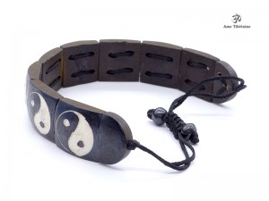 BRD207 Bracelet Tibétain Os de Buffle Yin Yang