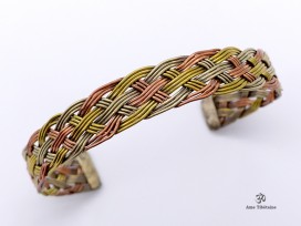 BRD182 Bracelet Tibétain Métal Argenté Cuivre Laiton