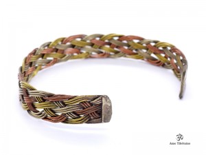BRD182 Bracelet Tibétain Métal Argenté Cuivre Laiton