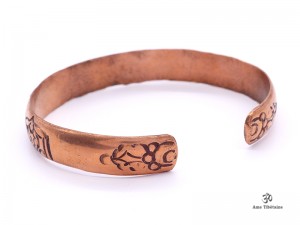 BRD244 Bracelet Tibétain Cuivre Astamangala Signes Auspicieux du Bouddhisme