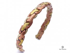 BRD251 Bracelet Tibétain Métal Argenté Cuivre Laiton