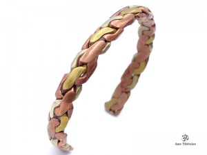 BRD251 Bracelet Tibétain Métal Argenté Cuivre Laiton