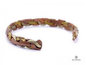 BRD251 Bracelet Tibétain Métal Argenté Cuivre Laiton