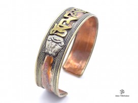 BRD302 Bracelet Tibétain Métal Argenté Cuivre Laiton Mantra