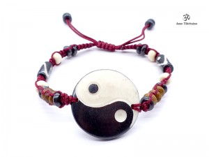 BRD329 Bracelet Tibétain Os de Buffle Yin Yang